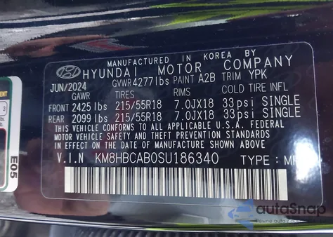 2025 Hyundai Kona Sel from USA, damaged, VIN KM8HBCAB0SU186340